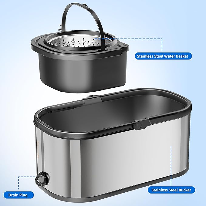 Spin Mop and Bucket with Wringer Set for Home,360° Mop and Bucket with Separate Clean and Dirty Water,Wet Dust Mop for Floor Cleaning with Extra Refills (Silver)