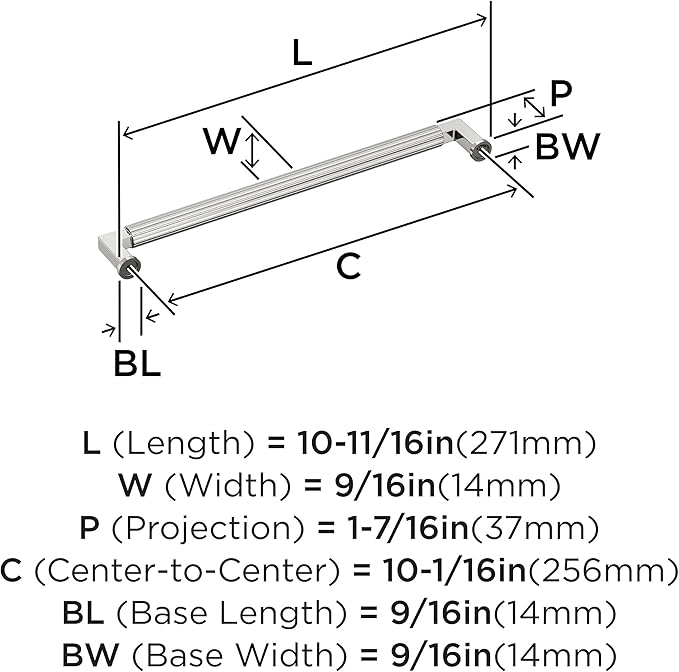 Amerock Ballard 10-1/16 inch (256mm) Center-to-Center Polished Nickel Cabinet Pull, BP37648PN