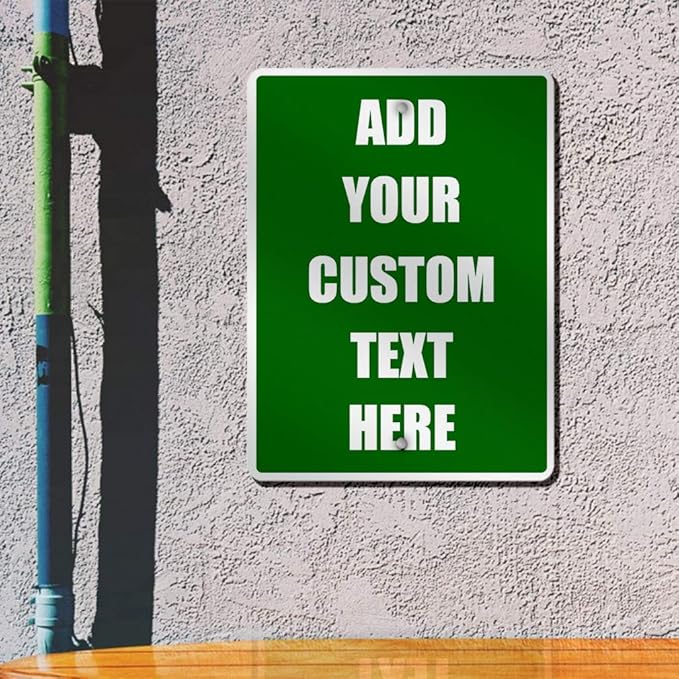 Aluminum Weatherproof Metal Sign Multiple Sizes Custom Personalized Text Here Green White Directions Vertical Street 9x12Inches