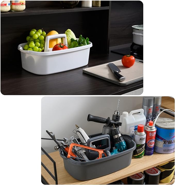 JiatuA Large Cleaning Supplies Caddy Portable Shower Caddy Basket Dark Gray - Image 3