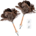 2 Pack Ostrich Feather Dusters for Cleaning by Nicemiya