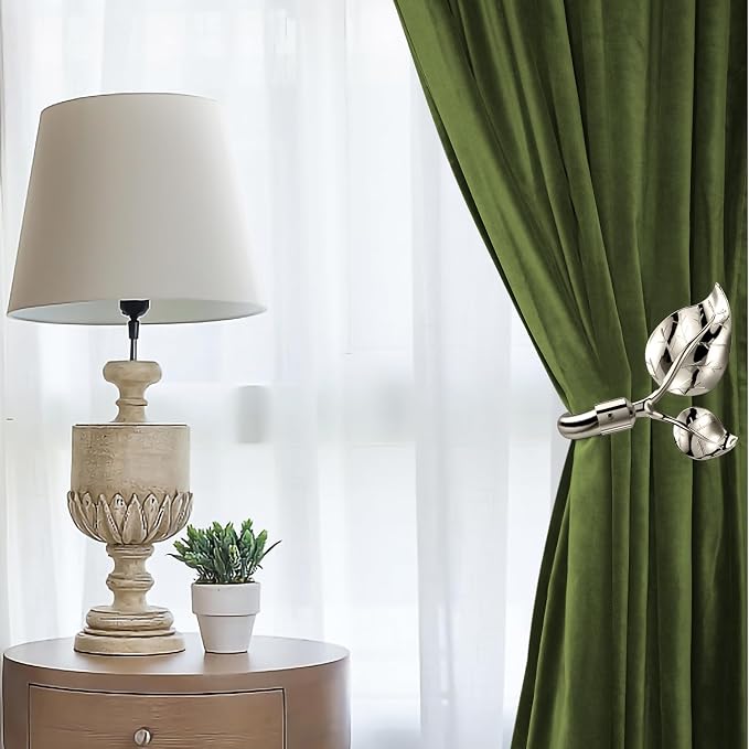 HIKMLK Leaf Shaped Curtain Tieback Holdbacks 2pcs, Handmade Metal Curtain Side - Image 5