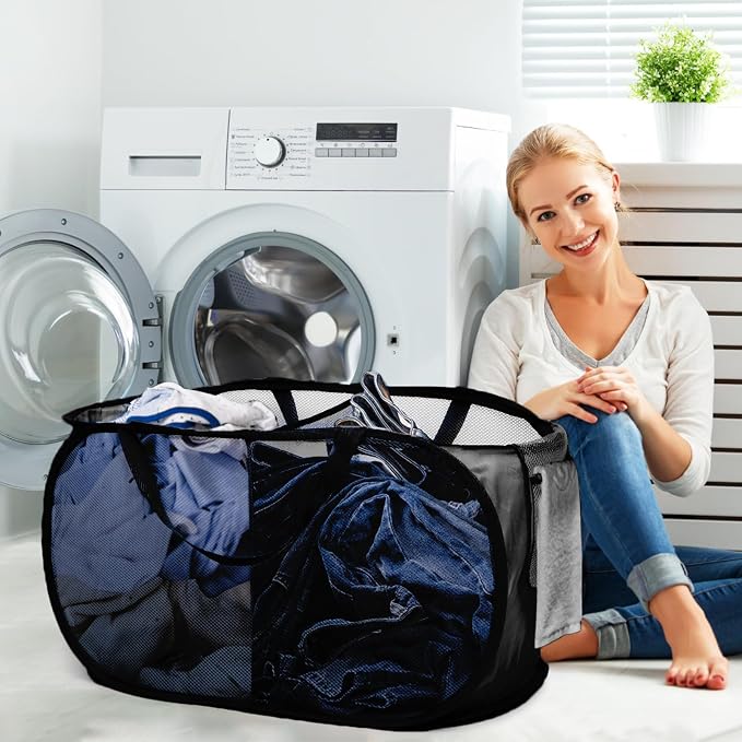 Foldable Laundry Baskets, Collapsible Mesh Laundry Hamper, Durable Pop Up - Image 2