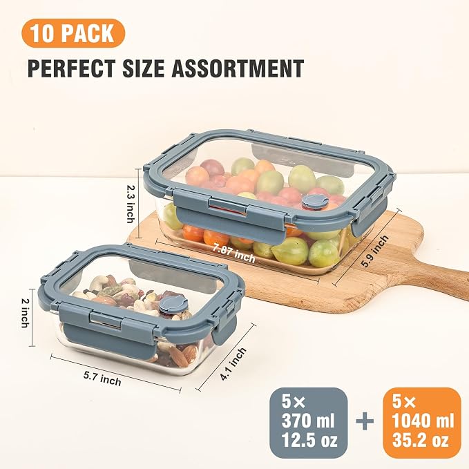 Liuruiyu 10 Pack Glass Food Storage Containers - Image 7
