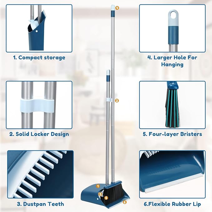TreeLen Standing Dustpan and Broom Set - Image 2