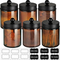 Amolliar Amber Glass Apothecary Jars Qtip Holder w/Metal Lids by Amolliar