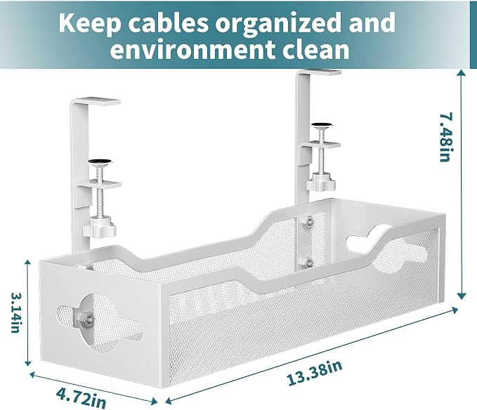Under Desk Cable Management Tray 3 Pack, Cable Management Under Desk No Drill - Image 7