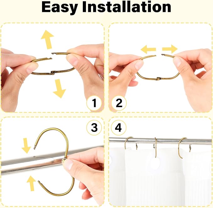 30Pcs Shower Curtain Hooks, Metal Oval Shower Curtain Hooks Roman Rings - Image 3