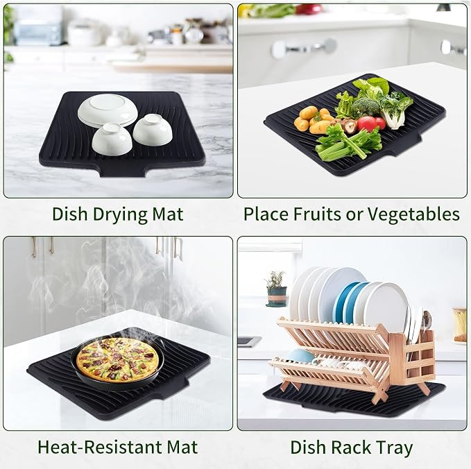 Silicone Dish Drying Mat for Kitchen Counter, Hangable & Roll-Up for - Image 7