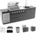 104 Inch Outdoor Kitchen Island, 7200 BTU Gas Grill Combination With Refrigerator and Sink, Outdoor Stainless Steel Barbecue Bar, Propane Grill for Patios, Gardens, Parties