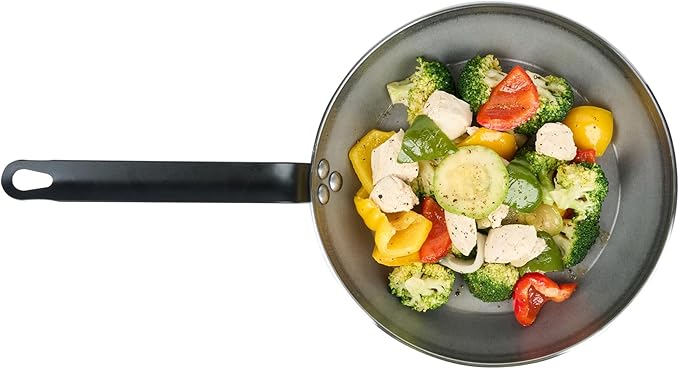 Restaurantware Met Lux 10 Inch Fry Pans, 6 No-Stick Frying Pans - Induction-Ready, Triple-Riveted, Silver Carbon Steel Cooking Skillets, Durable, For Searing, Sauteing, And Browning Food