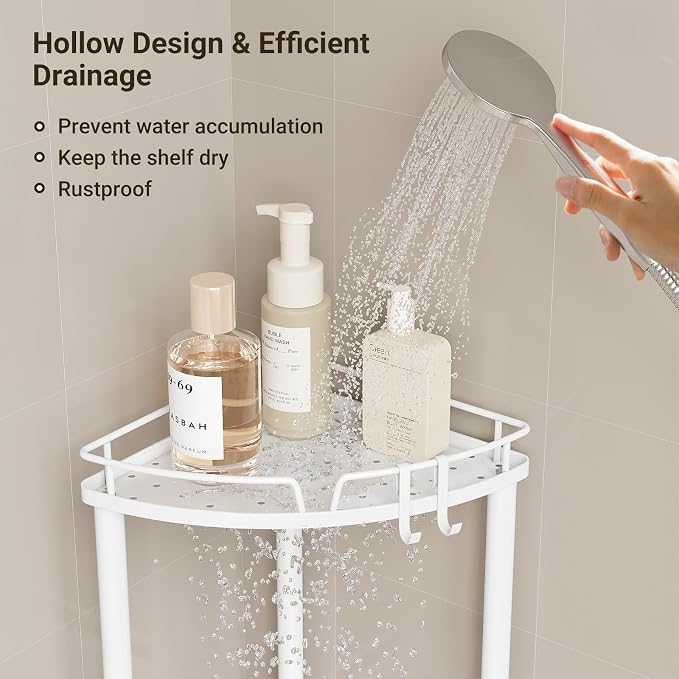 ELYKEN Corner Shower Caddy Standing, 4 Tier Metal Shower Organizer - Image 5