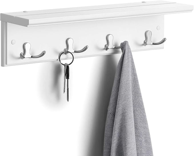 SONGMICS Entryway Hanging Coat Rack, Wall-Mounted Wooden Shelf, - Image 7