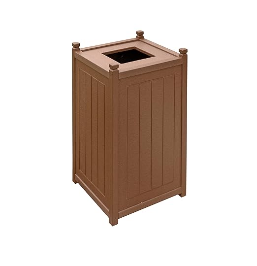 GT2016BRN Recycled Plastic Top Load Trash Container, 16 Gallons, 16"x16"x36", Brown