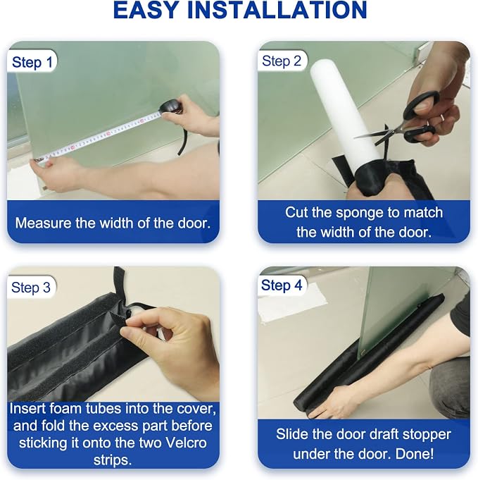 32" Adjustable Under Door Draft Stopper Blocks Air, Dust & Noise | 32-inch - Image 5