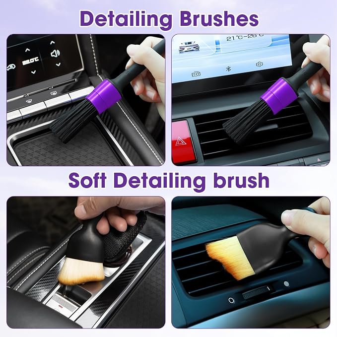 Purple Windshield Cleaner Tool, Car Interior Cleaning Kit - Image 6