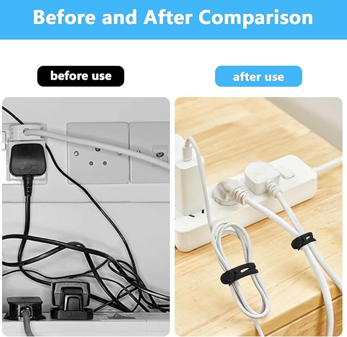 25 Pcs Black Silicone Cable Ties, Reusable Cable Straps Wire Organizer. | Cable - Image 6