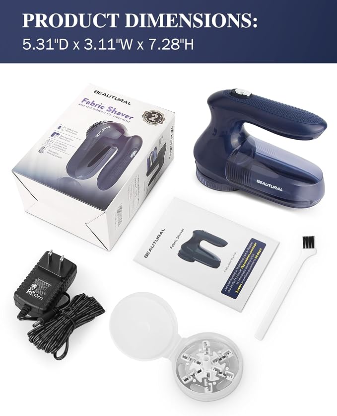 BEAUTURAL Fabric Shaver and Lint Remover, Portable Sweater Defuzzer | AC - Image 7