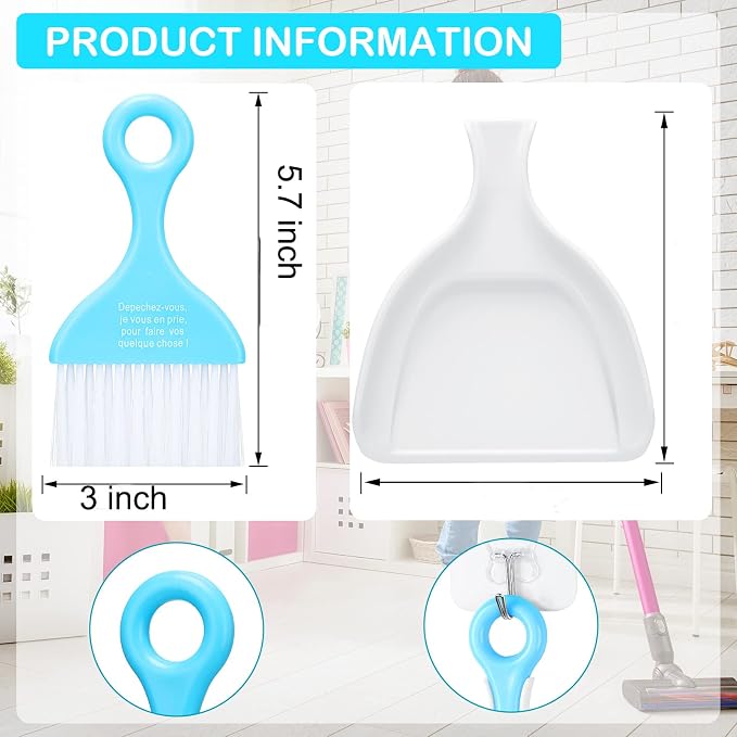 Chengu 3 Pcs Mini Dustpan Brush Set Small Broom - Image 2