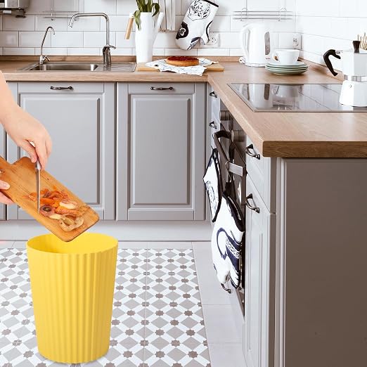 JiatuA Small Bathroom Trash Can Plastic Wastebasket Garbage Can Yellow | Sturdy - Image 6