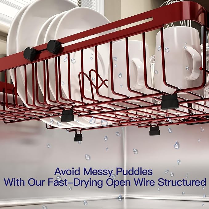 Red Dish Drying Rack Over The Sink - Image 4