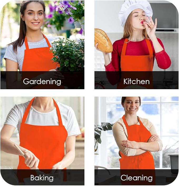Aprons for Men - 100% Polyester Chef Apron Women with Extra Long Ties - Cooking Aprons for Women & Mens Apron