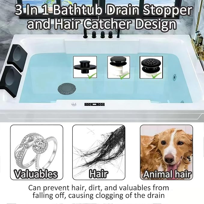 AzWzz Bathtub Drain Stopper, Pop Up Tub Stopper Plug - Image 3