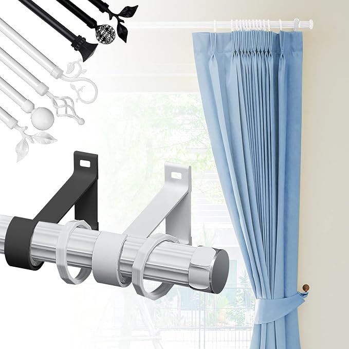KOLAKO Curtain Rod Brackets, Heavy Duty Black Curtain Rods Holders Hook Hangers - Image 6