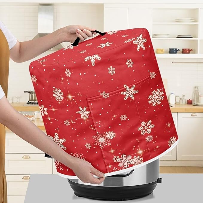 Snowflakes Dust Cover for Kitchen Instant Pot Accessories Appliance Cover Quart Pressure Cooker Air Fryer Rice Cooker Kitchen Appliance Dust Covers with Storage Pockets Size S