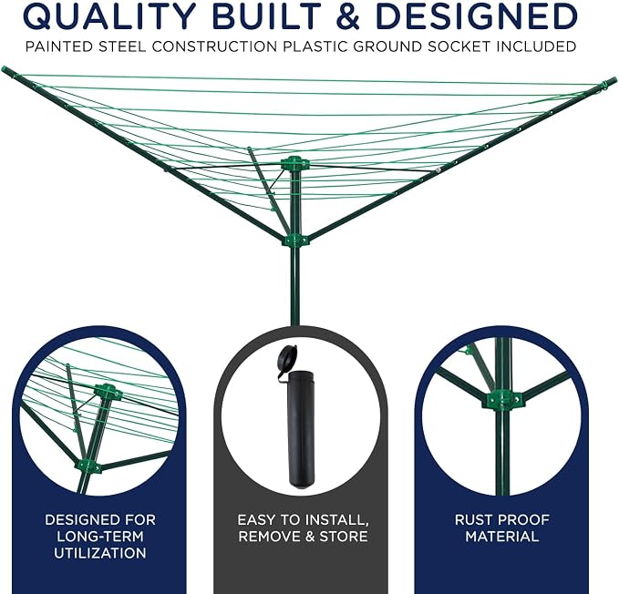 Strata 91 FT Outdoor Umbrella Clothesline - Image 3