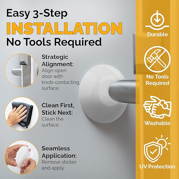Ducki Door Stop Wall Protectors, 8 Pack White, Self Adhesive Reusable Solution for Stopping Wall Damage & Noise from Doors, Refrigerators, & in Your Home or Office, Durable Shock Absorbent & Discreet
