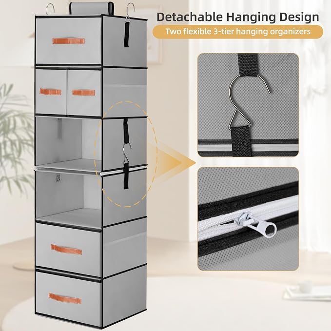 Hanging Closet Organizer 6-Shelf, Upgrade Closet Organizers and Storage - Image 6