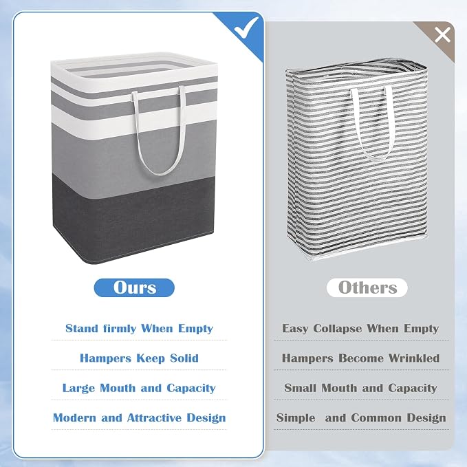 BlissTotes 3-Pack Laundry Basket, Collapsible Laundry Hamper - Image 3