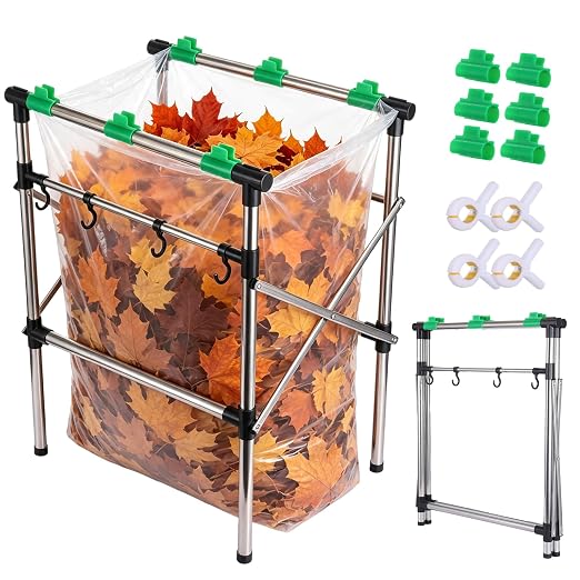 Foldable Leaf Bag Holder, 30-45 Gallon Stainless Steel Trash Bag Holder | Heavy by Unknown