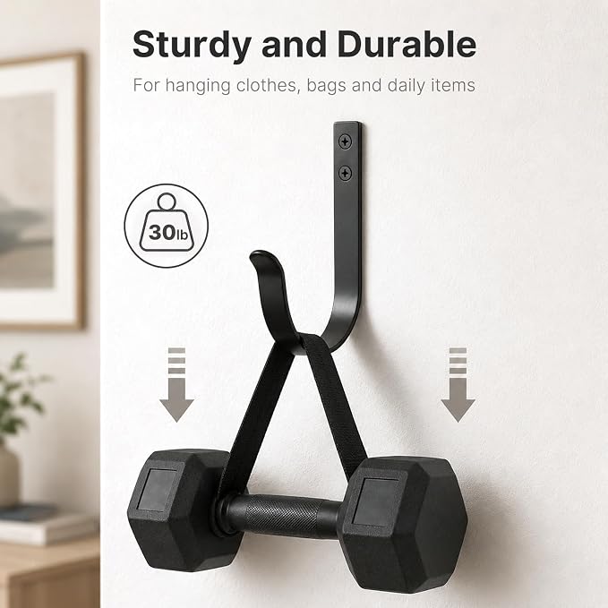 POZEAN 24 Pack Black Coat Hooks, Heavy Duty Wall Mounted Single Prong Hooks | - Image 4