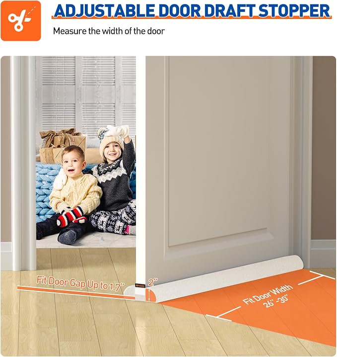 MAGZO Under Door Draft Stopper, 30 Inch Adjustable Door Gap Filler, Dust & - Image 2