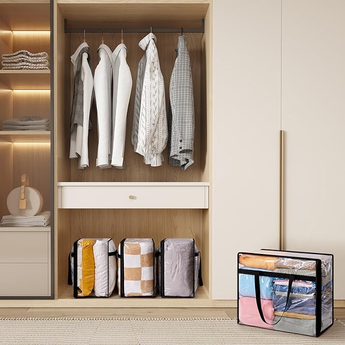 Lifewit 3 Pack Clear Clothes Storage Bags, 45L Plastic Blanket Storage Bag - Image 2