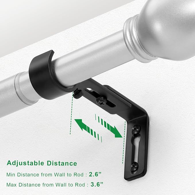 LLPJS Curtain Rod Bracket Adjustable, Drapery Rod Holder Hooks Support Hangers - Image 2