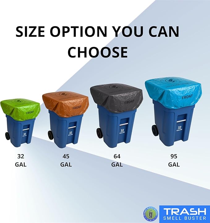 Outdoor Trash Can Cover Odor Eliminating Bag with Elastic Band Lemon Scented Durable 32 Gallon 3 Pack