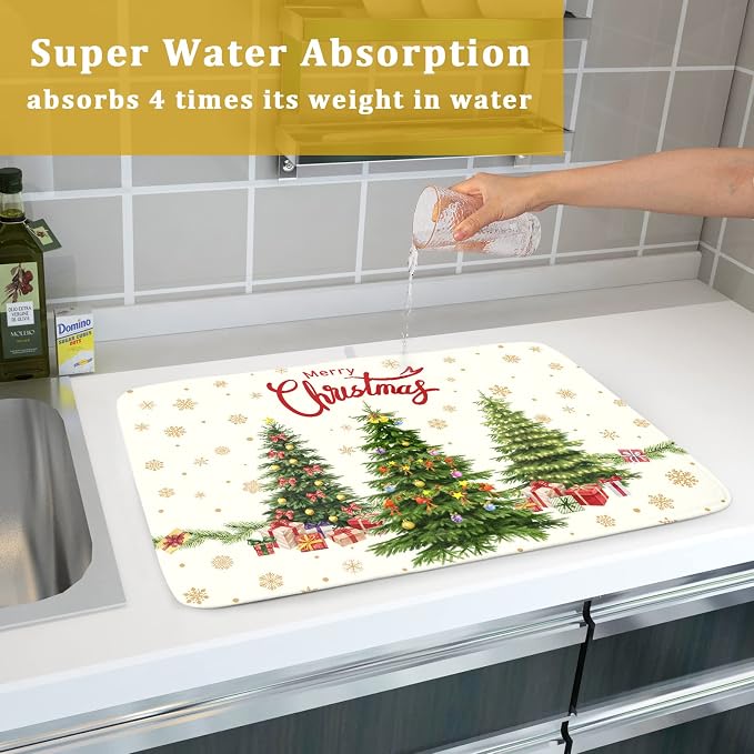 Kawani Christmas Tree Dish Drying Mat 18x24 - Image 7
