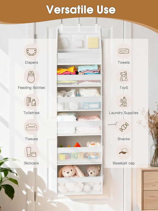 2 Pack Over the Door Organizer, Heavy-Duty 6-Shelf Hanging Storage - Image 9