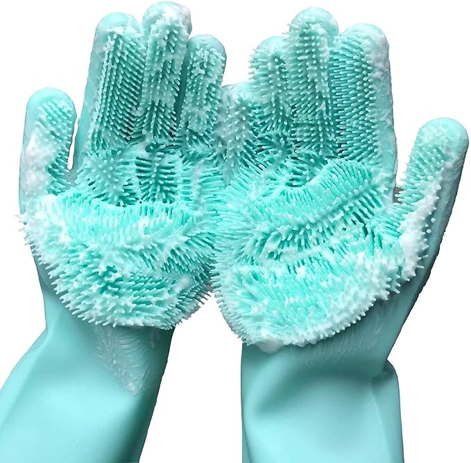 Silicone Dishwashing Gloves, Pet Grooming Rubber Scrubbing by Yinceber