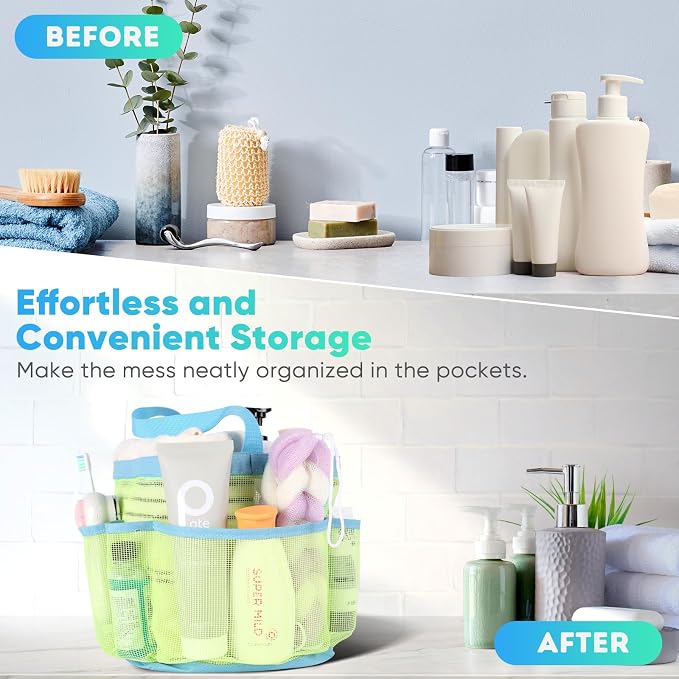EUDELE Mesh Shower Caddy Portable, 8-Pocket Large Capacity, Quick Dry, Easy - Image 8