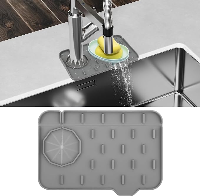 Dimeho Sink Faucet Splash Guard Mat Silicone Soap Dish Pad Faucet Handle Drip by Dimeho