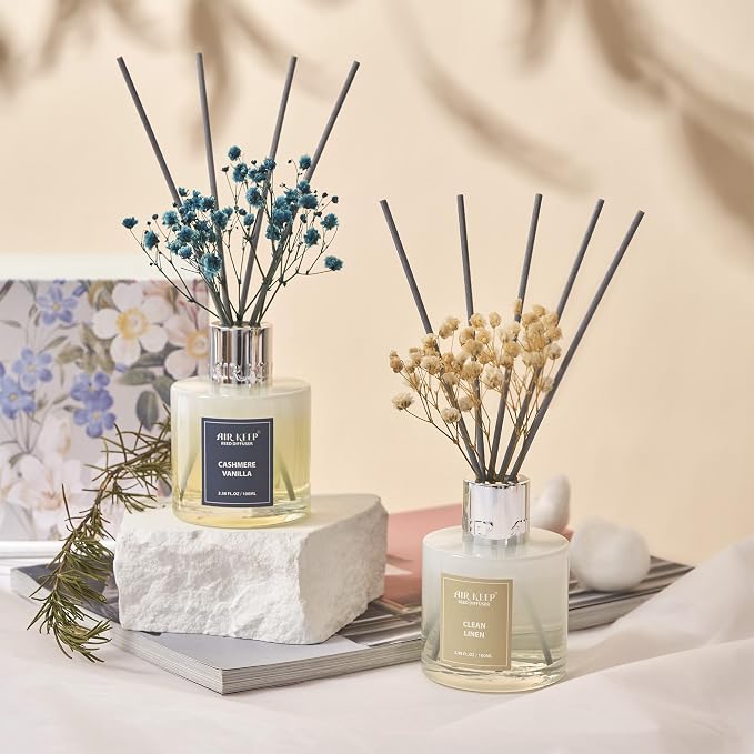 Reed Diffuser 3.38 oz 2pk, Clean Linen/Cashmere Vanilla Scented Reed Diffuser - Image 6