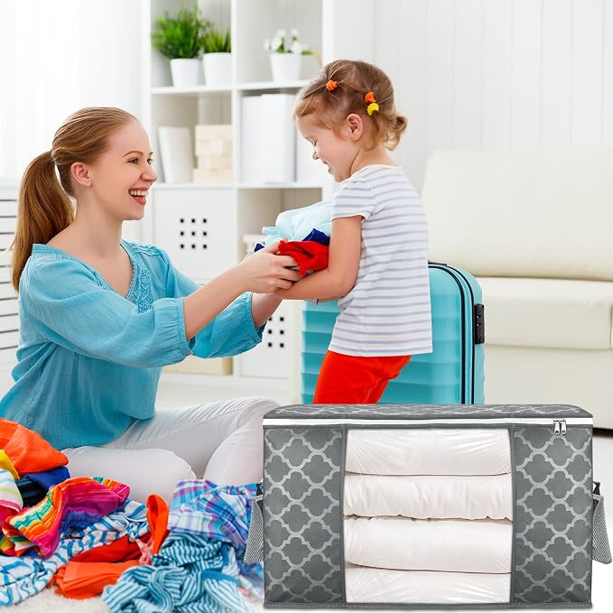 90L Large Storage Bags, 6 Pack Clothes Storage Bins Closet Organizers | - Image 7