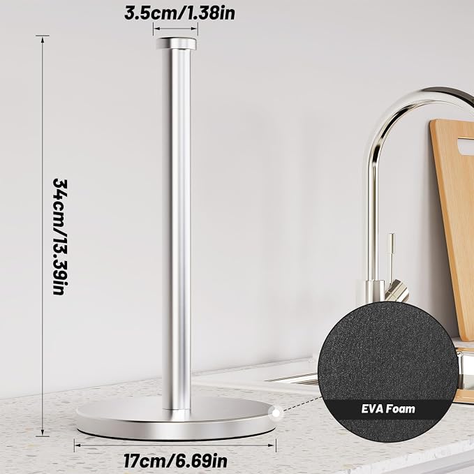 VEHHE Paper Towel Holder Countertop, EVA Weighted Non-Slip Base - Image 3
