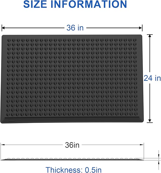 OrangeStar Anti-Fatigue Mat 24"x36" with Textured Nubs, Beveled Edge Kitchen Mat for Commercial Use, Non-Slip Rubber Flooring for Standing Desk, Restaurant, Bar, Black