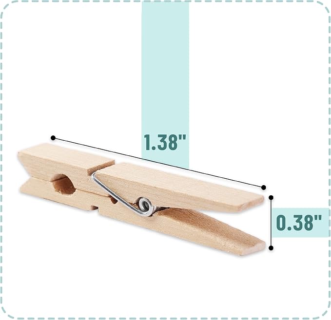 Mr. Pen- Mini Wooden Clothes Pins, 1.4 Inch, 132 Pack, Natural Wood Clips - Image 3