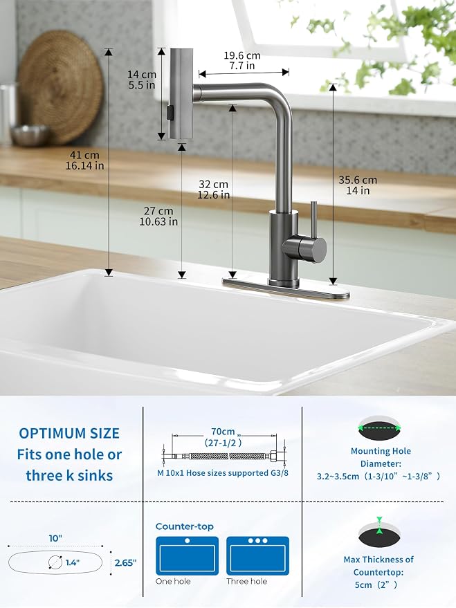 Kitchen Faucets with Pull Down Sprayer, Waterfall Kitchen Sink Faucet, - Image 7